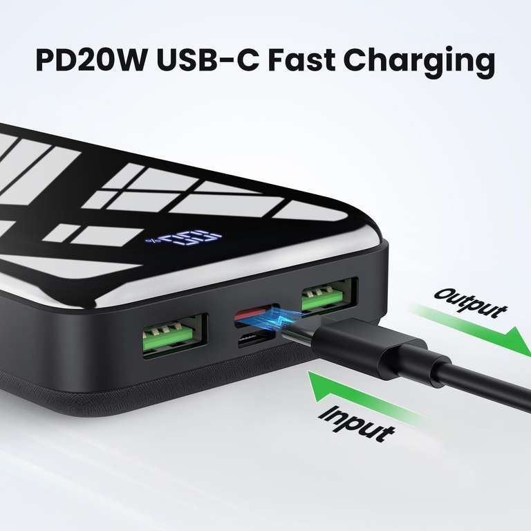 Power Bank 25800mAh 22.5W Con Pantalla LCD | Carga Rápida PD3.0 QC4.0 USB-C Incluido | Para Móvil, Tablet, Auriculares