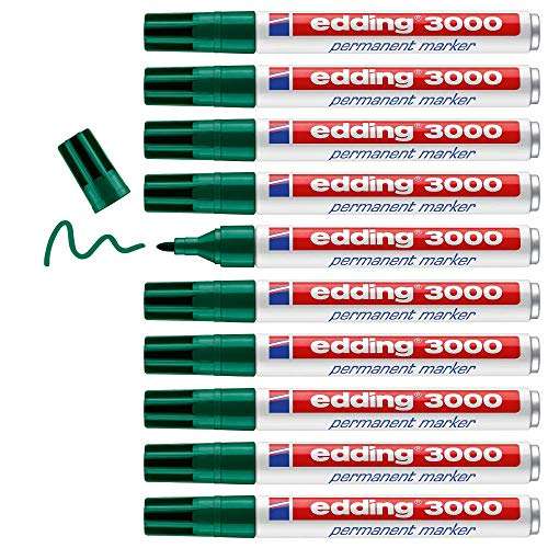 edding 3000 marcador permanente - verde - 10 rotuladores - punta redonda 1,5-3 mm