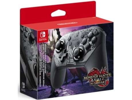 Mando Pro Original Nintendo Switch Edicion Monster Hunter Rise Sunbreak Negro (Inalámbrico)