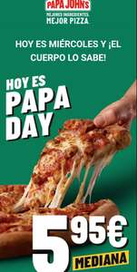 PAPA DAY EN PAPA JOHN PIZZA INDIVIDUAL HASTA 3 INGREDIENTES 5.95€ *SOLO MIÉRCOLES!!!