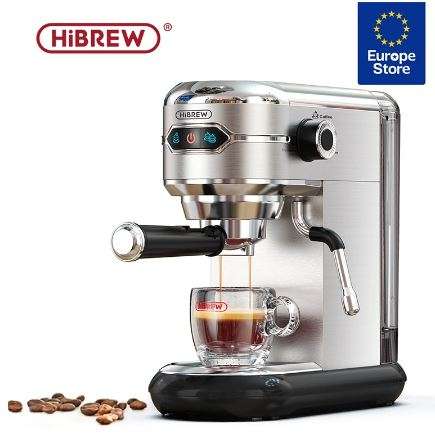 HiBREW-Cafetera semiautomática inox de 19 Bar, máquina de café Superfina, cápsula y polvo Espresso, capuchino, agua caliente, 19 Bar