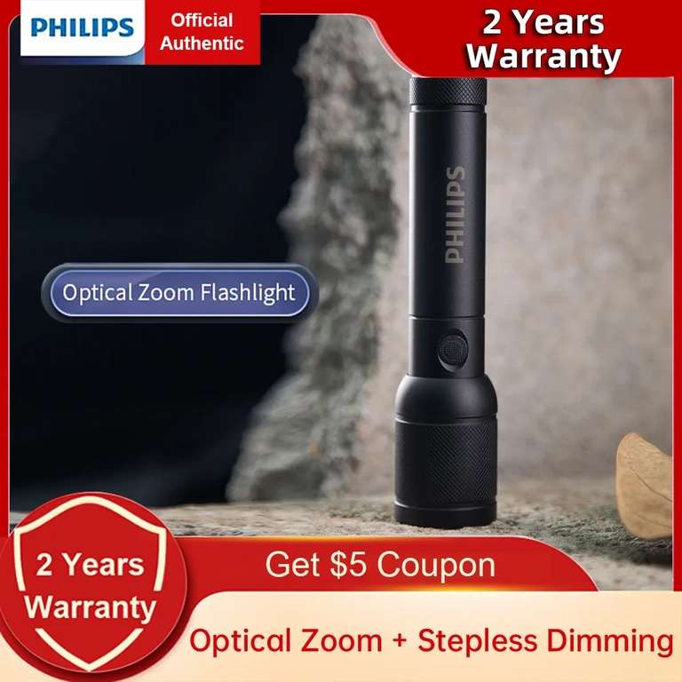 Linterna Philips recargable con zoom óptico 350mt 70º 1000LM