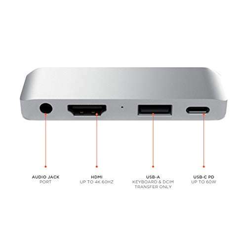 atechi Hub Pro Adaptador Móvil Tipo-C de Aluminio con Carga USB-C PD, 4K HDMI, USB 3.0 & Jack de 3.5mm