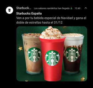 Promoción app Starbucks Rewards (Starbucks España): Ven a por tu bebida especial de Navidad y gana el doble de estrellas hasta el 31/12/2023