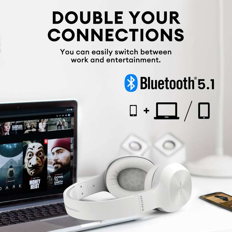 Edifier W800BT Plus Auriculares Over-Ear Inalámbricos, Auriculares Bluetooth, Cancelación de Ruido de llamadas, 55H Reproducción, Micrófono