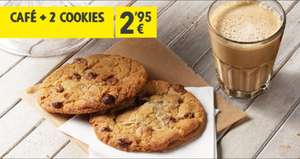 Dos cookies de chocolate + cafe o infusión por 2.95 euros en Pans&Company