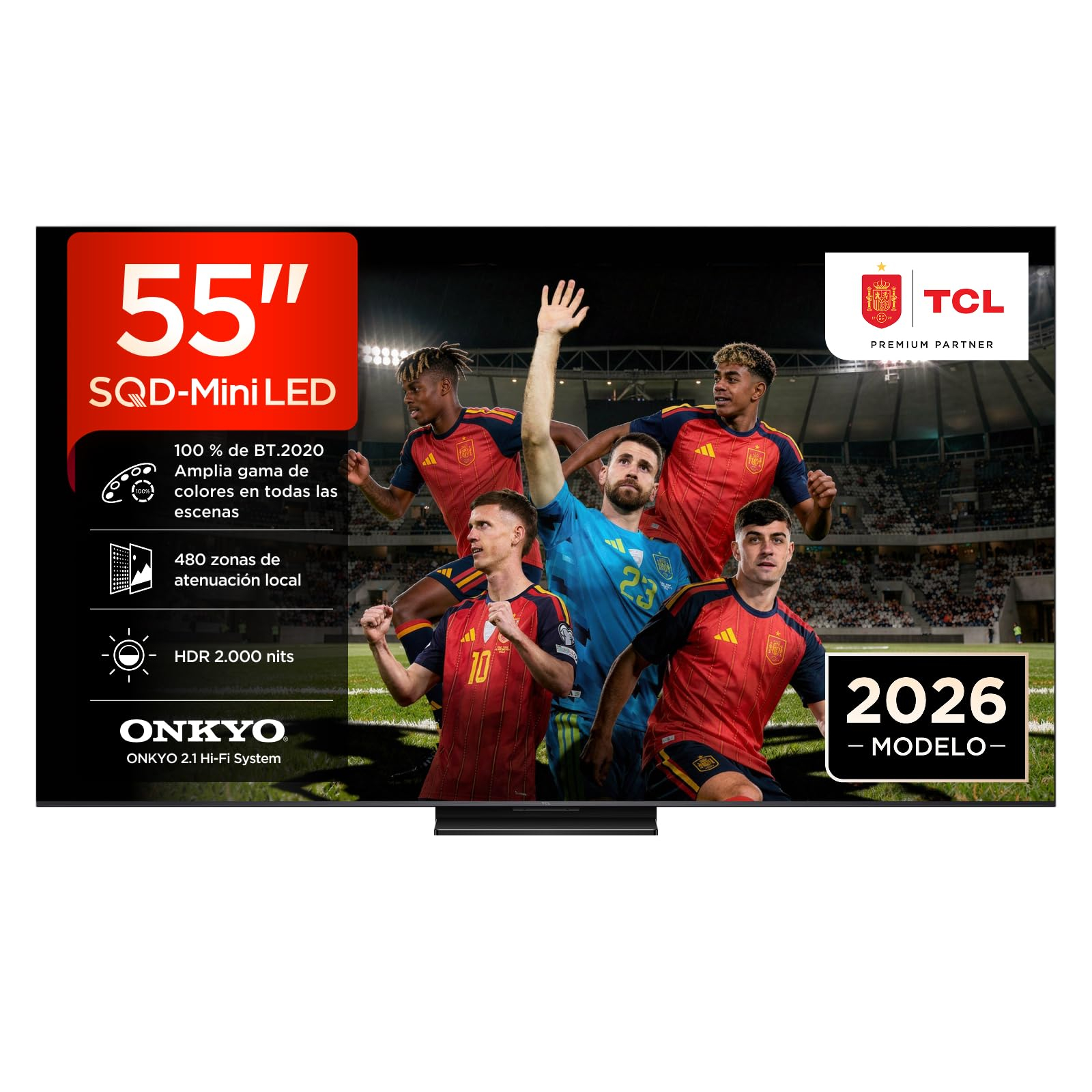 Smart TV TCL 55Q7D Pro 55" (SQD-Mini LED 4K, 2.000 Nits, 480 zonas, 144Hz VRR, Dolby Vision IQ/Atmos, Onkyo 2.1, Game Master, AirPlay 2)