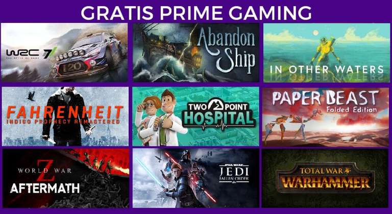 Juegos Prime Gaming enero 2022: WRC7, Point Hospital, Paper Beast, Abandon Ship, Fahrenheit, In other Waters, Star Wars, WWZ, Warhammer (PC)