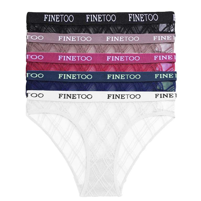 FINETOO-Conjunto de bragas de malla de encaje Floral para mujer, lencería Sexy con letras, bragas de cintura baja, 5 unids/lote