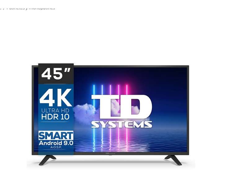 TV LED 4K HDR, Smart TV,45 pulgadas