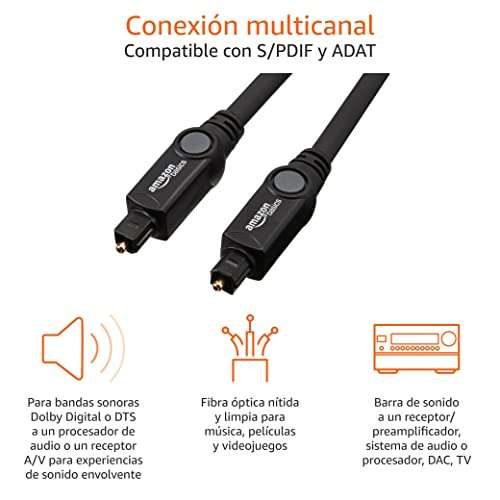 Amazon Basics - Cable óptico de audio digital Toslink (1,83 m), negro