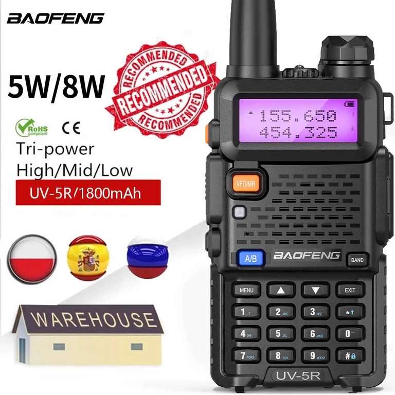 walkie-talkie de alta potencia, de largo alcance, 16km, UV-5R, 8W, 8/5W, UV5R