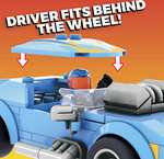Mega Construx Hot Wheels Camión de transporte y coche con 180 bloques de construcción con 2 figuras Mattel