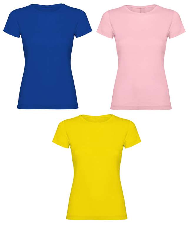 3x Camisetas para mujer 100% algodón (Colores a elegir)