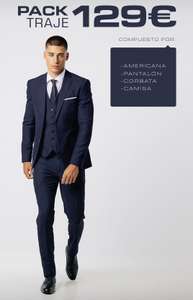 Pack traje completo (Americana, pantalón, corbata y camisa) por solo ¡129€!