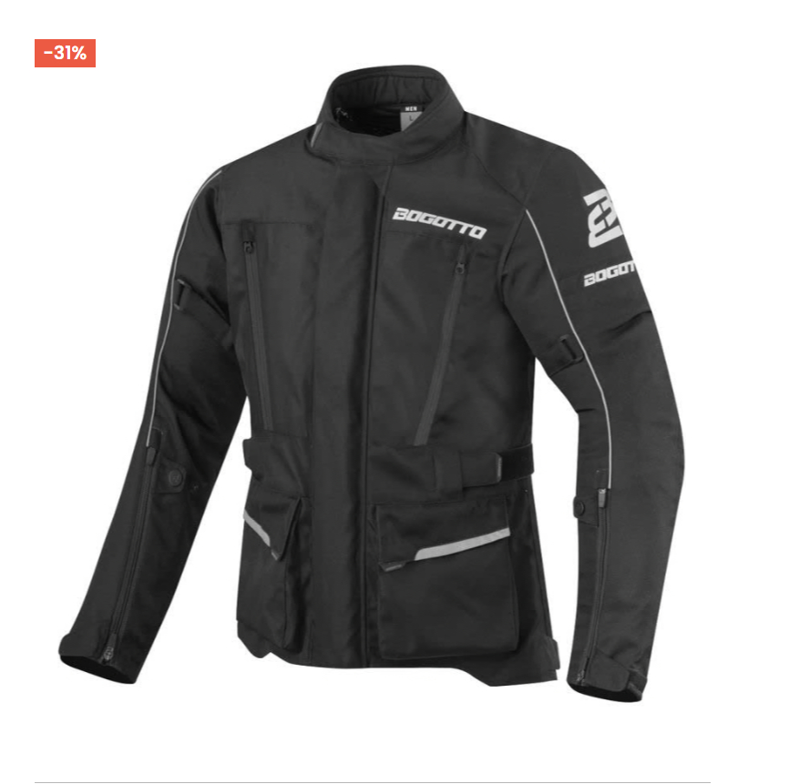 Bogotto Tampar Tour Chaqueta textil impermeable para motocicleta negro/rojo