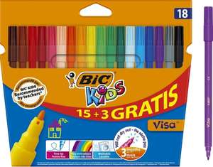 BIC Kids Visa Rotuladores Punta Fina - Colores Surtidos, Blíster de 18 Unidades