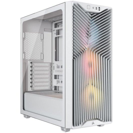 Corsair 3200D RS ARGB - Caja ATX, Incluye 3 ventiladores ARGB 120mm, Cristal Templado, 3 Filtros AntiPolvo, USB 3.2, USB-C, Blanca
