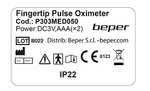 BEPER P303MED050 Saturímetro de dedo, Oximetro, Pulsómetro para saturación de oxígeno (Spo2