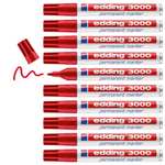 Pack 10 edding marcador permanente 3000 rojo punta redonda 1,5-3 mm recargable