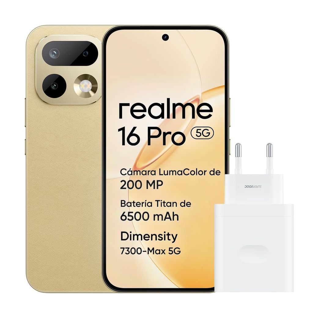 realme 16 Pro 5G Smartphone, 8GB+256GB, Pantalla AMOLED 144Hz 6,78", 6500mAh, Carga Rápida 45W,