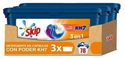 Skip Ultimate Detergente en Cápsulas Poder KH7 24 + 2 lavados, Pack de 3 (compra R)