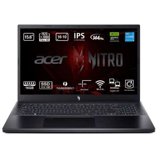 Acer Nitro V 15 ANV15-51-579P - 15.6" FHD IPS 144Hz, Intel Core i5-13420H, 16GB, 512GB SSD, RTX 4050, Negro