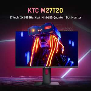 Monitor KTC M27T20 mini-LED de 27 pulgadas, 2560x144065Hz HVA Quantum Dot Tech HDR 1000, FreeSync/G-Sync Altavoces incorporados