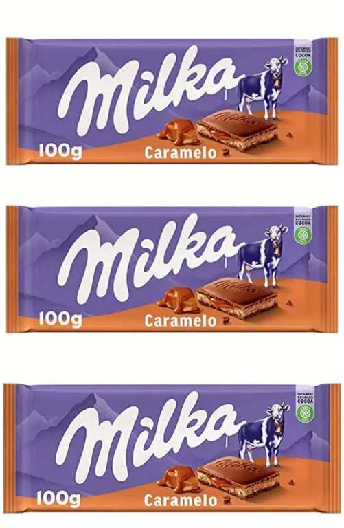 3x Milka Tableta de Chocolate con Leche de los Alpes con Relleno de Crema de Caramelo 100g. 0'84€/ud