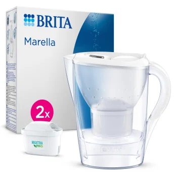 Pack Jarra de Agua 2,4L BRITA Marella con 2 Filtros Maxtra - Blanco