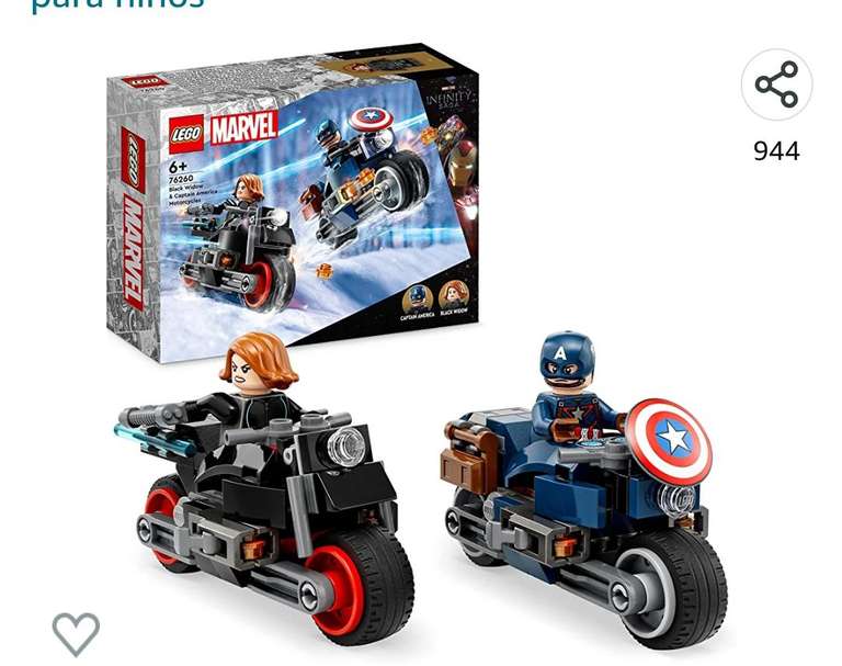 LEGO 76260 Marvel Motos de la Viuda Negra y el Capitán América, Set de Avengers: Edad de Ultron