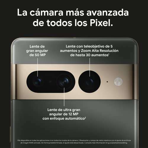 Google Pixel 7 Pro - Teléfono móvil 5G Android libre con teleobjetivo, objetivo gran angular y batería de 24 horas - 128 GB, Obsidiana