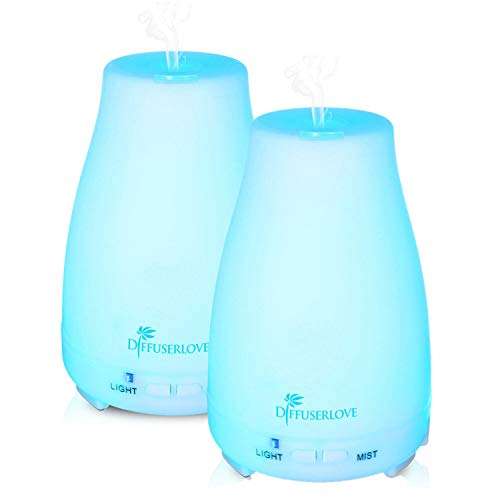 Difusor de Aceite Esencial 2PCS 200ml Difusor de aromaterapia Humidificadores de Niebla fría con Luces LED de 7 Colores