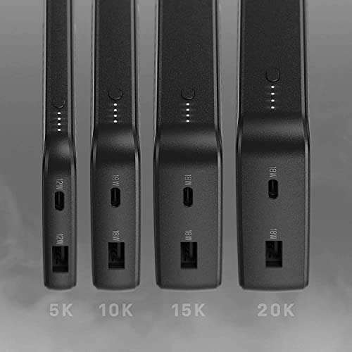 OtterBox Power Bank, Cargador carga rápida portátil de 10,000 mAh con puertos USB-A 18W y USB-C 18W, indicador de carga LED, Fino.