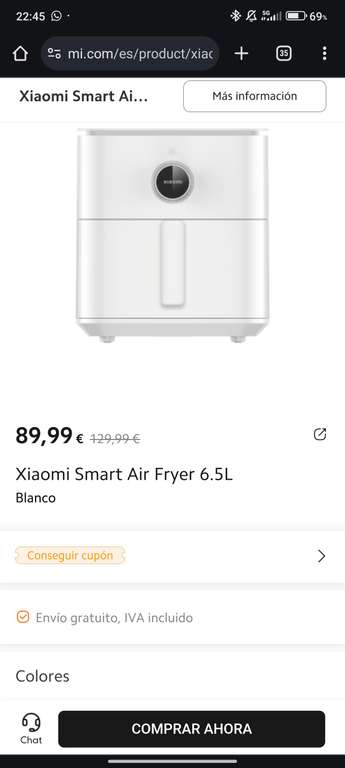 Xiaomi Smart Air Fryer 6.5L [64€ con puntos]