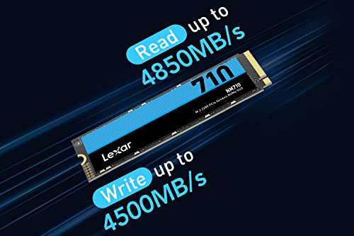 Lexar NM710 2TB SSD, M.2 2280 PCIe Gen4x4 NVMe SSD interno, hasta 4850 MB/s de lectura