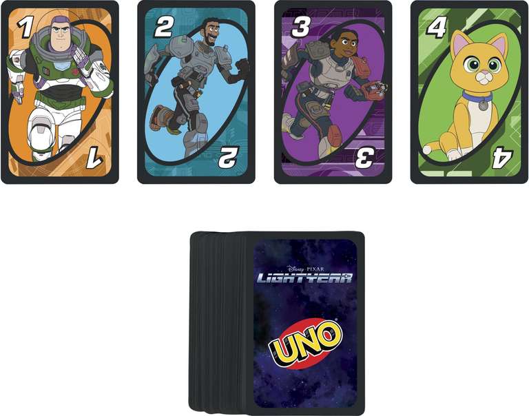 Mattel Games Disney Buzz Lightyear UNO Card Game with Movie-Themed Space Ranger Deck and Special Rule, 7 Years and up