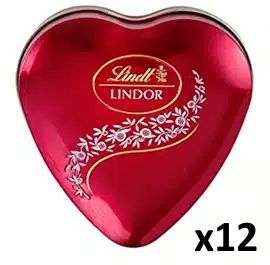 Lindt LINDOR Corazón Leche caja de bombones leche con forma de corazón (pack de 12 unidades)