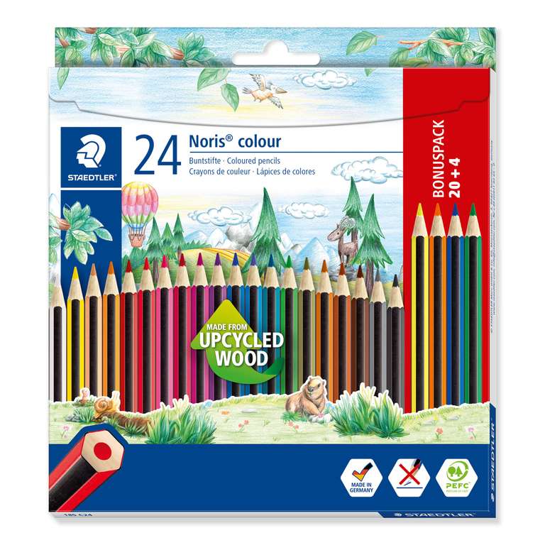 STAEDTLER Noris colour – 24 colores, madera reciclada