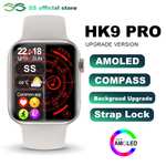 HK9 Pro-reloj inteligente, pulsera con correa de 45mm, Serie 8, Pantalla AMOLED de 2,02 pulgadas, brújula, Bluetooth, llamadas.