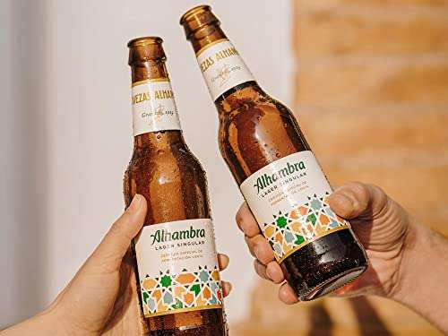 Alhambra Lager Singular Cerveza Refrescante Dorada, Pack 24 Botellines x 25 cl, 5.4% Volumen de Alcohol