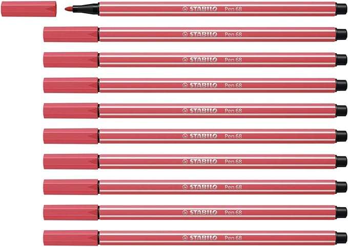 Caja con 10 unidades STABILO Pen 68 - - Color rojo óxido