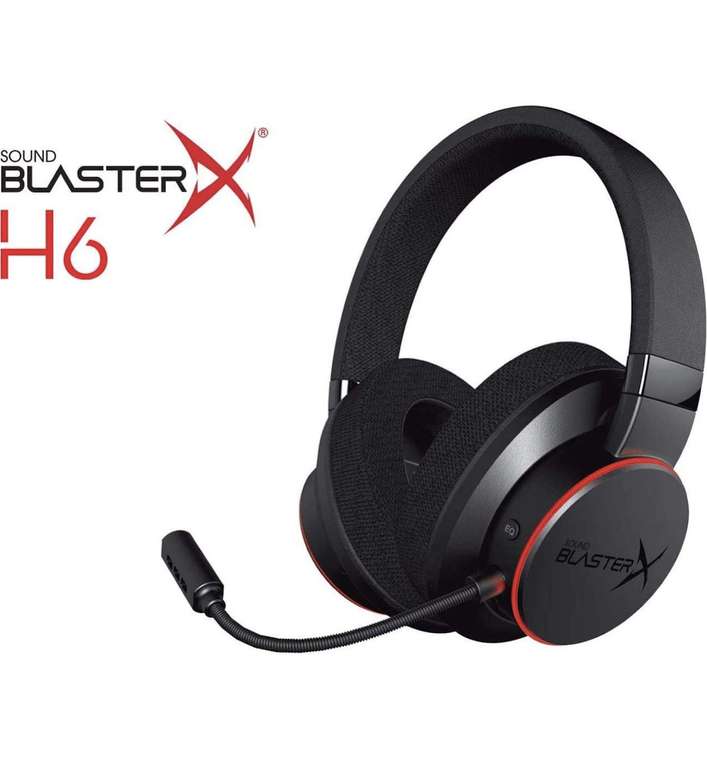 Creative Sound BlasterX H6 - Cascos con micrófono para juegos USB con sonido virtual 7.1
