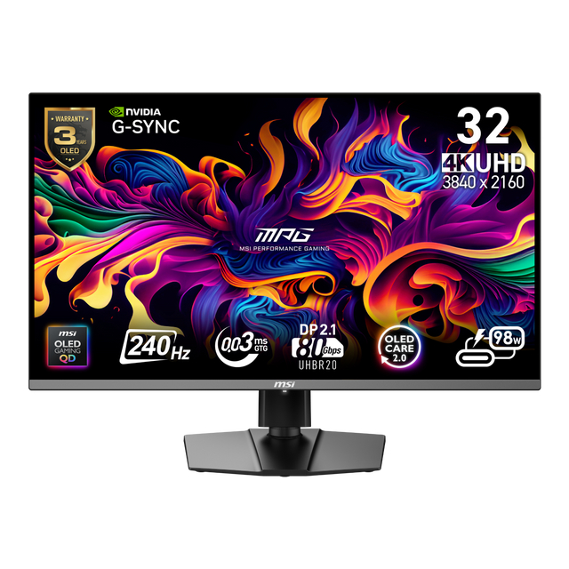 Monitor gaming MSI MPG 322URX QD-OLED 32'' 4K 240Hz QD-OLED | 0,03ms | HDMI 2.1 + DP 2.1 | HDR True Black 400, usb A,B Y C DE 98W