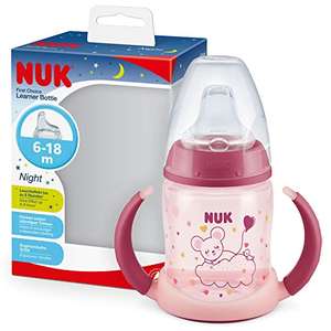 NUK First Choice+ Biberón Entrena taza para sorber | 6-18 meses | Brillan en la oscuridad | Válvula anticólico | Sin BPA