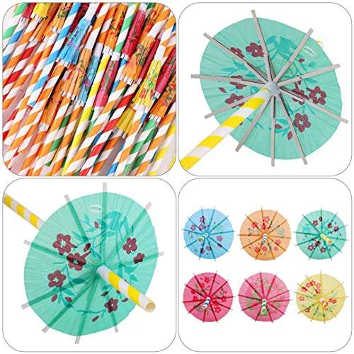 100 Paraguas-pajitas decorativas para cocktail