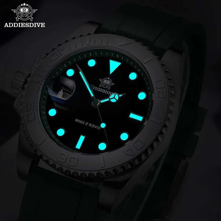ADDIESDIVE-Reloj de pulsera de silicona para Hombre, de 41mm, superluminosa, para buceo, 200m, AD2040