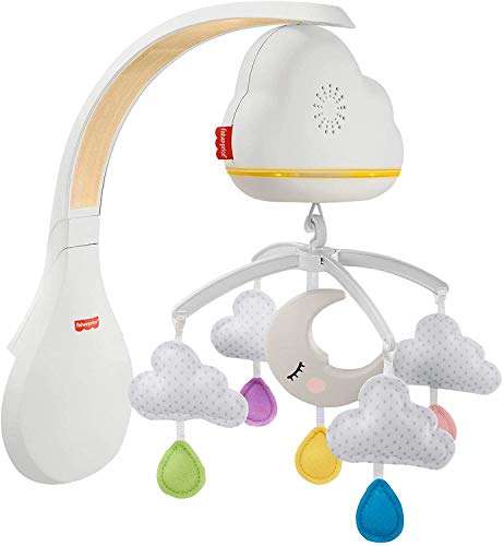 Fisher-Price Móvil Nubes y Lunas, juguete de cuna proyector para bebé recién nacido