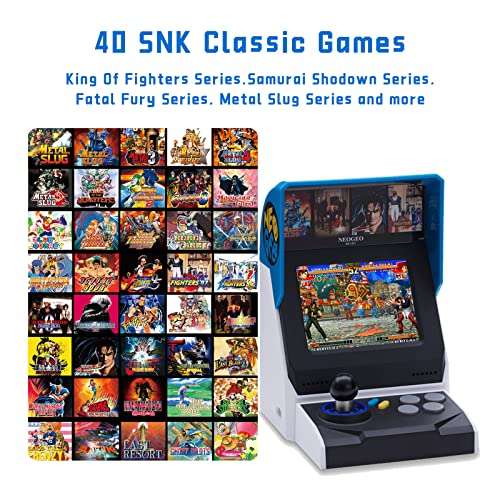 SNK Neo Geo Mini Arcade Versión Internacional, 40 Juegos Neo Geo con Licencia Oficial Precargados, Admite Salida HDMI a Pantalla Grande