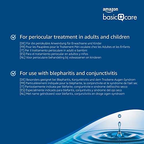 Amazon Basic Care Toallitas limpiadoras de párpados para el tratamiento periocular en adultos y niños